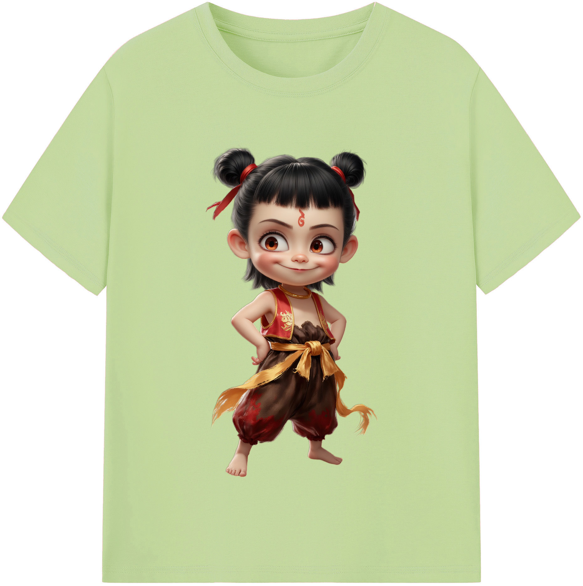 （画像用） Ne Zha 2 ナタ 魔童の大暴れ 綿100％半袖Tシャツ（フロントプリント）